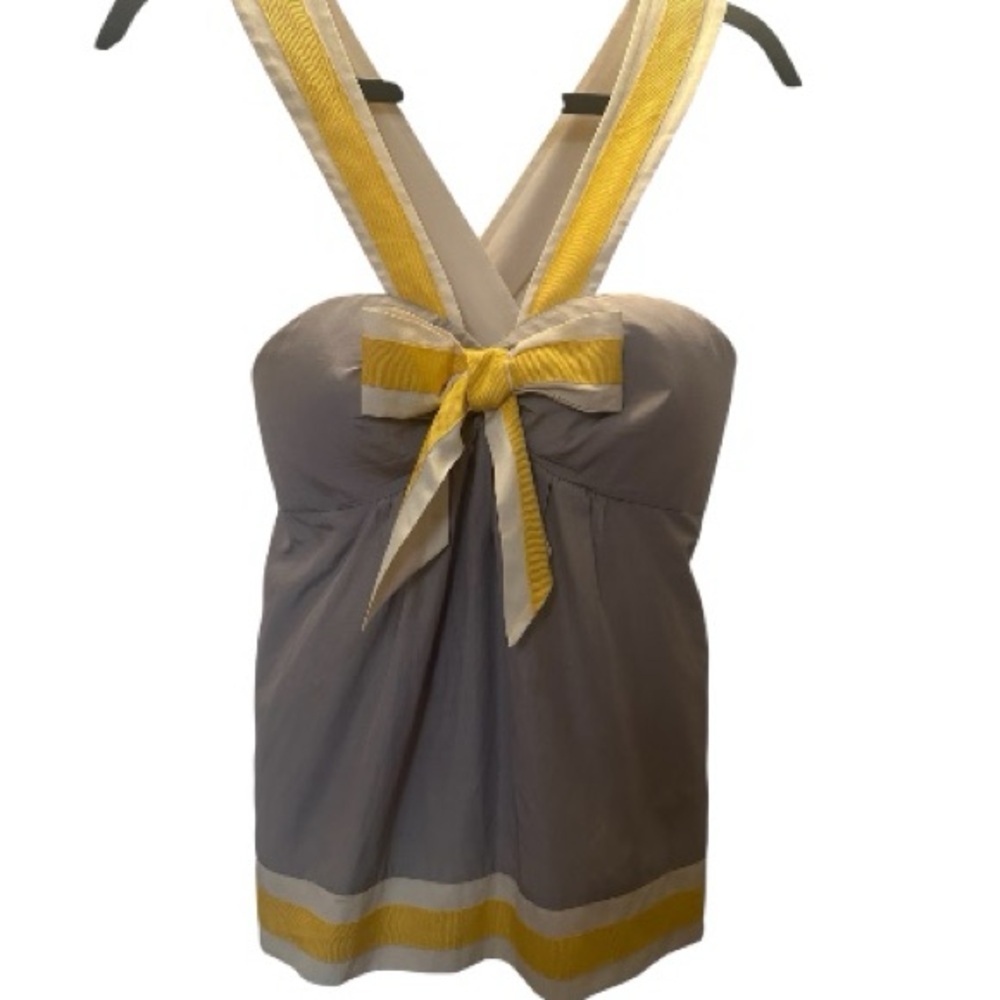 Arden B Gray Halter Top with Yellow Bow